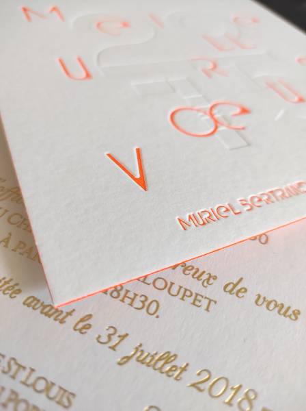 graphisme et impression faire part mariage letterpress tranche couleur