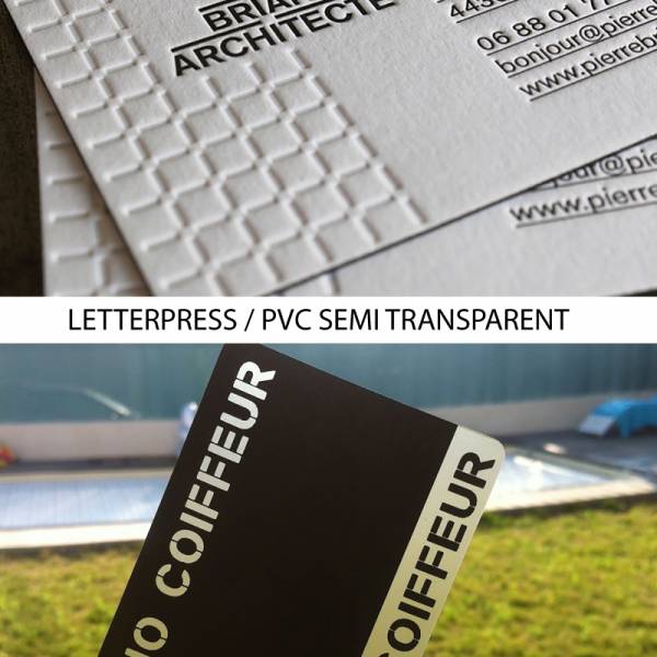 infographiste marseille nice impression letterpress volume relief carte semi transparente pvc